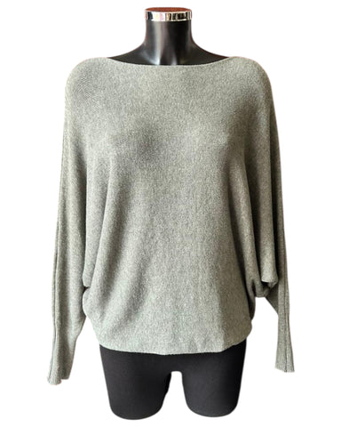 Cassie pearl back batwing jumper - Sage green