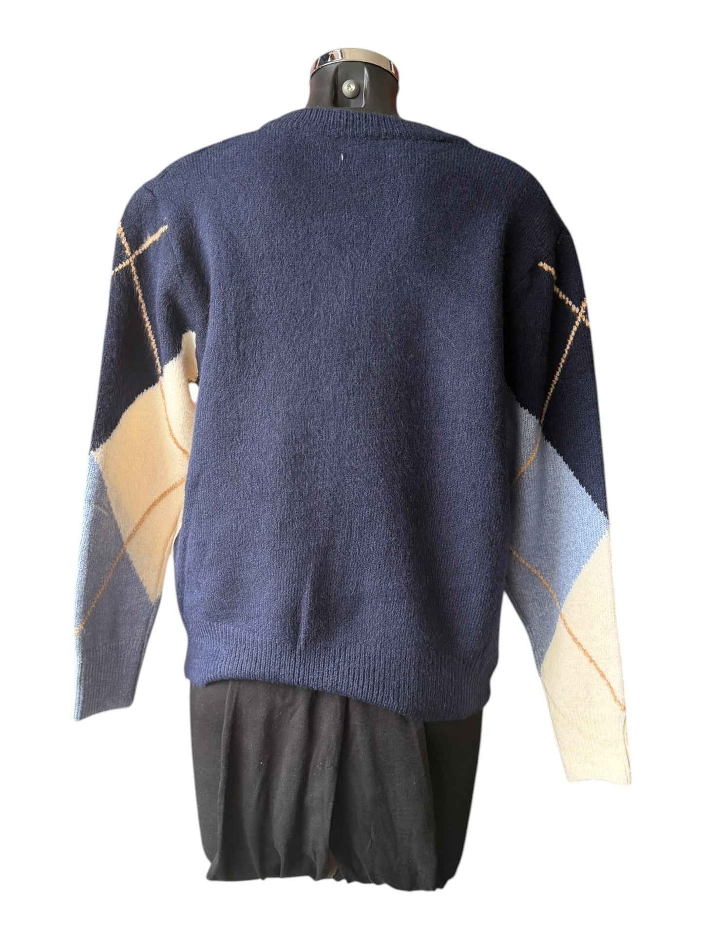 Ella v neck argyle jumper - Navy mix