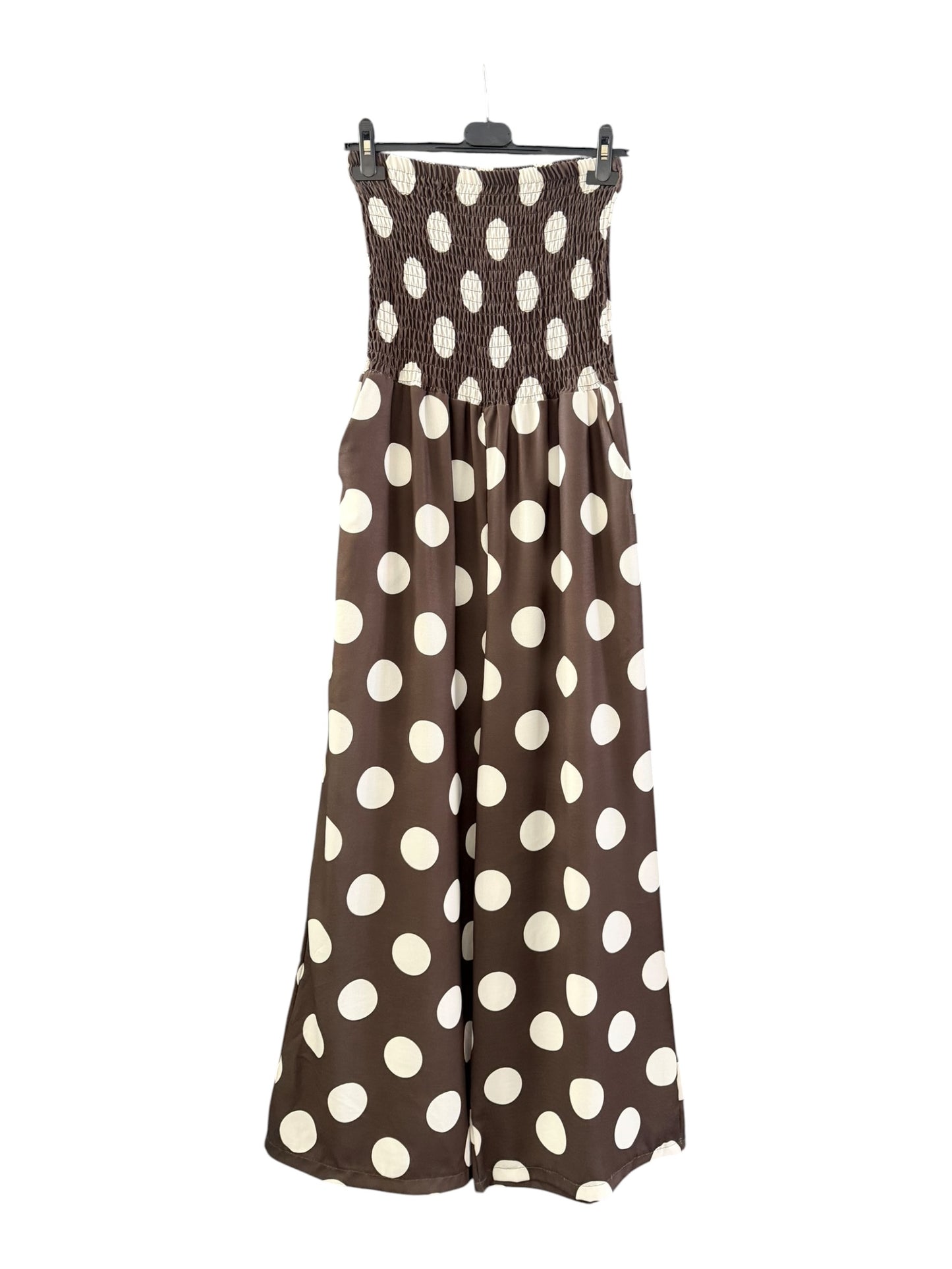 Clara polka dot bandeau jumpsuit - Chocolate