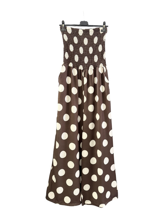 Clara polka dot bandeau jumpsuit - Chocolate
