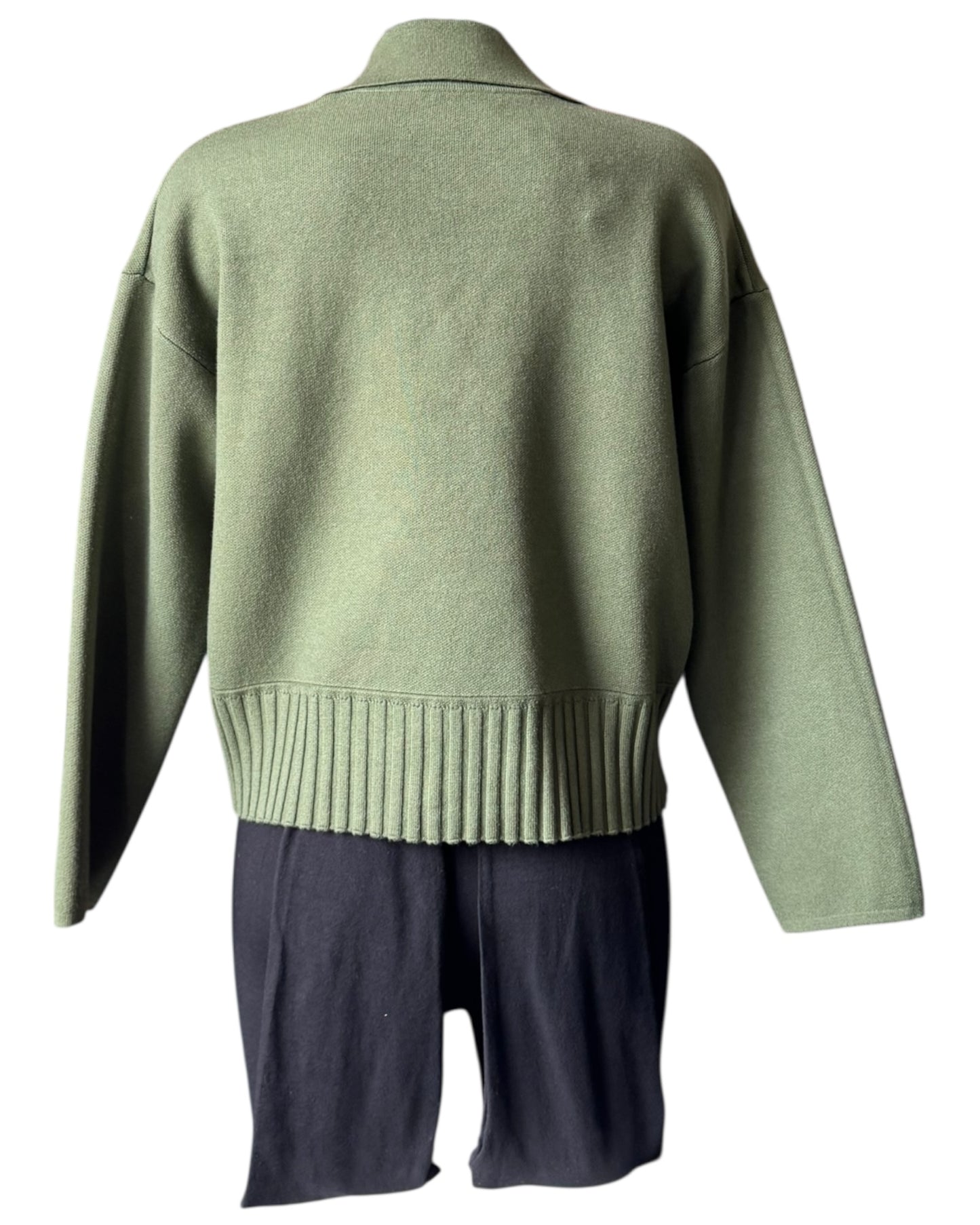 Leah premium knit double breasted cardigan - Khaki
