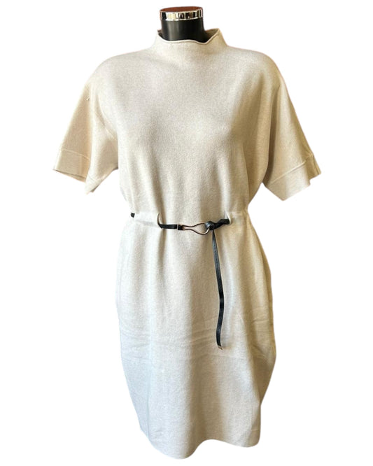 Thea knitted short belted dress - Beige