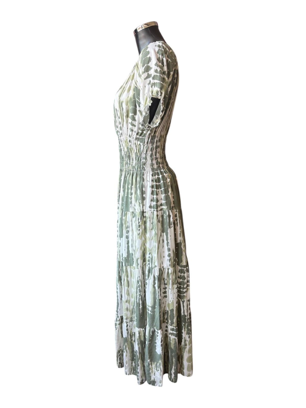Molly Bardot midi tiered dress - khaki pattern