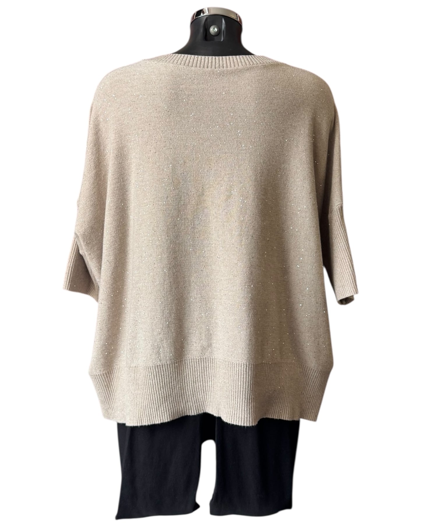 Eva sparkle knit half sleeve jumper - Beige