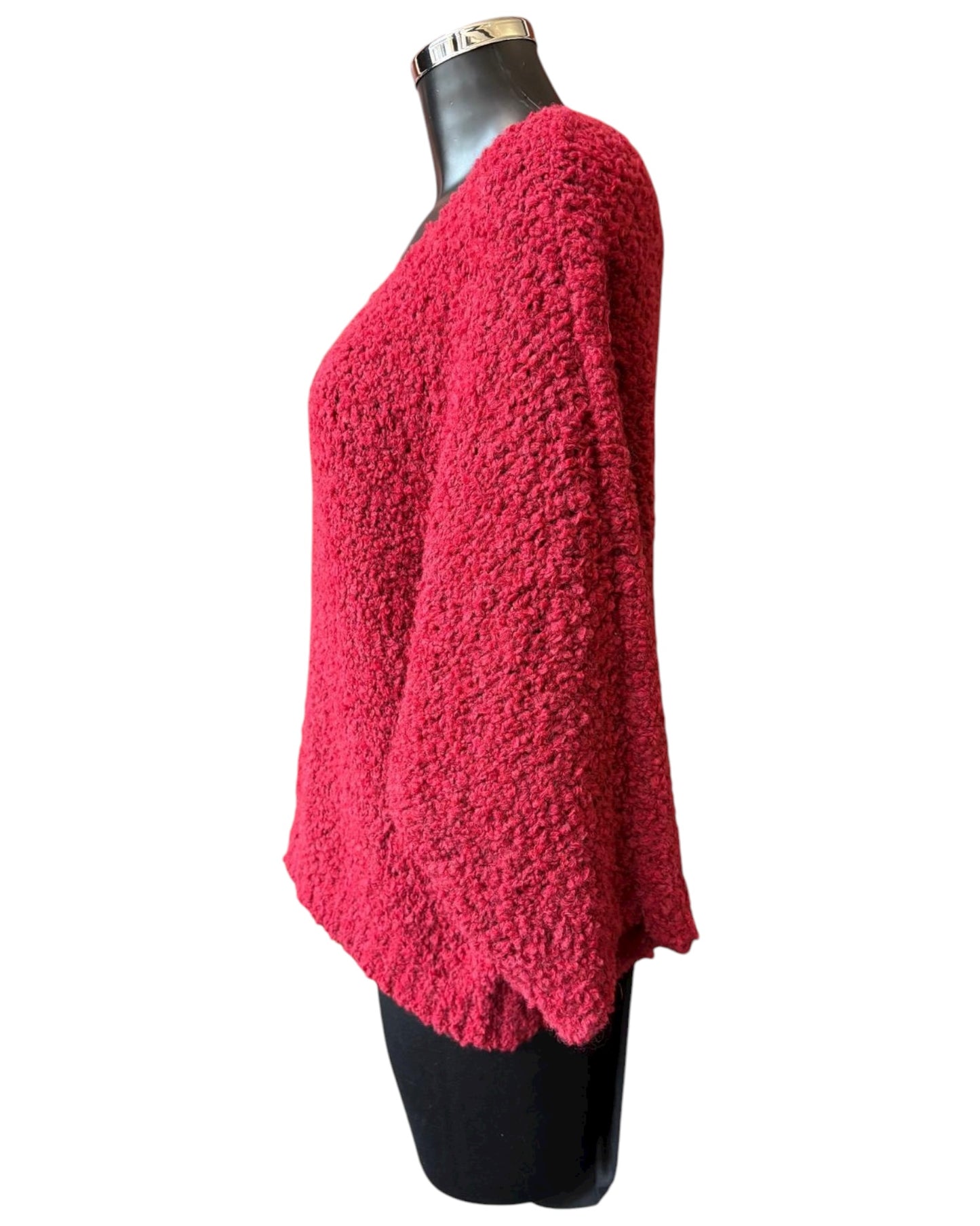 Harper slouchy boucle knit short jumper - Bordeaux