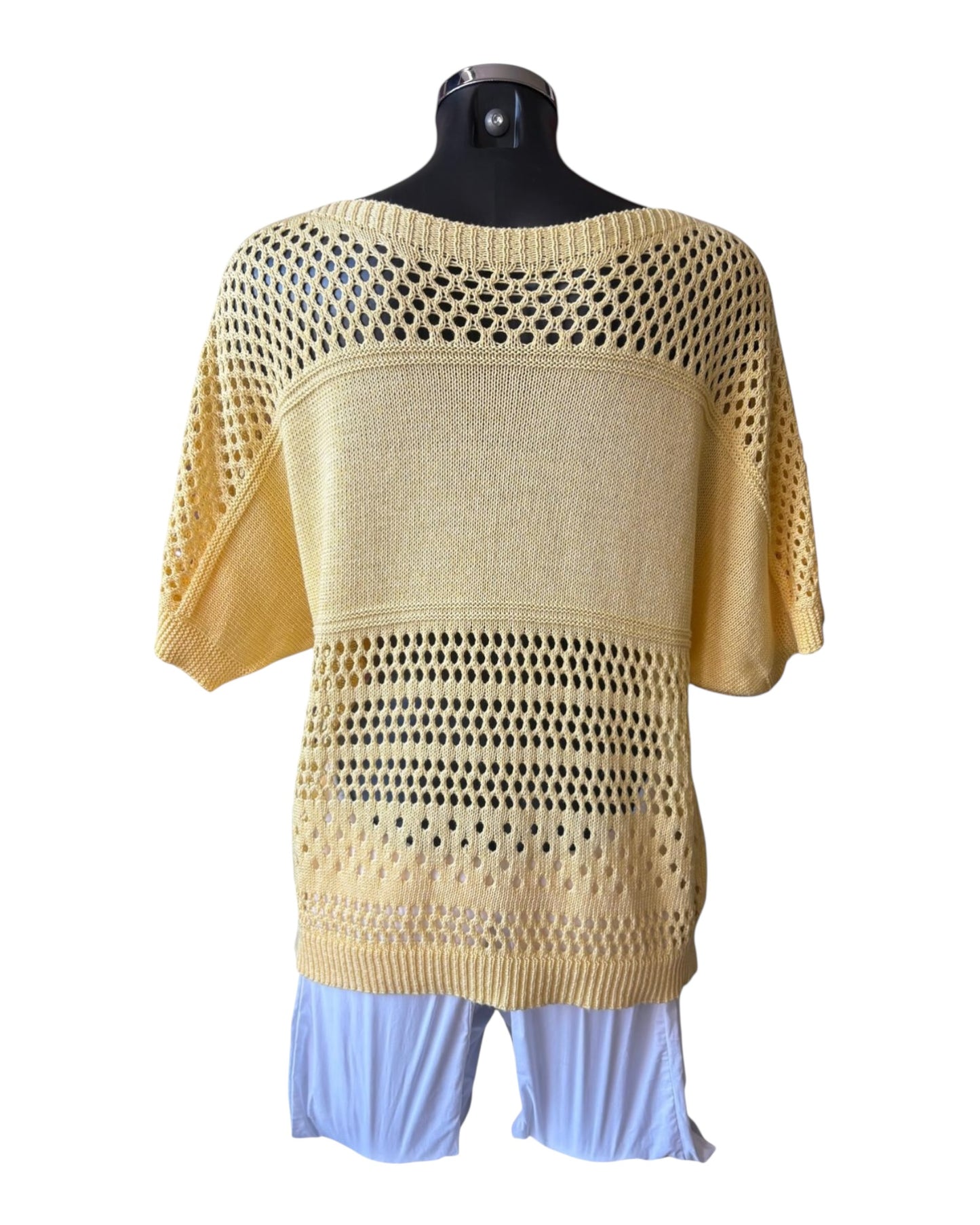 Shelby open knit panelled jumper - Lemon