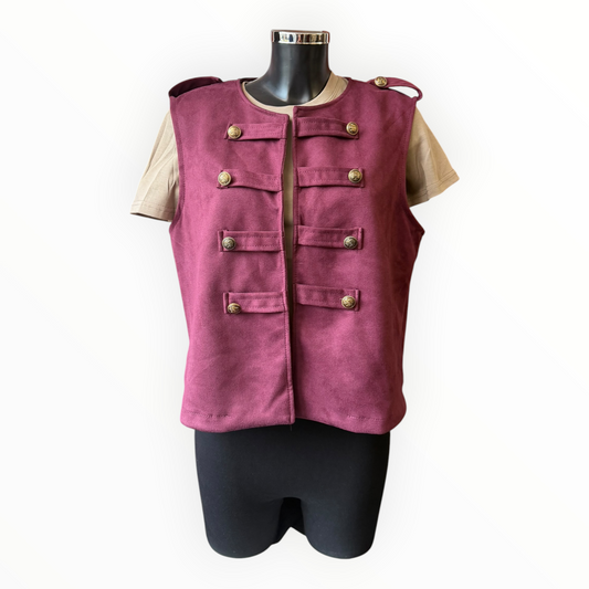 Moira suede feel military waistcoat - Wine