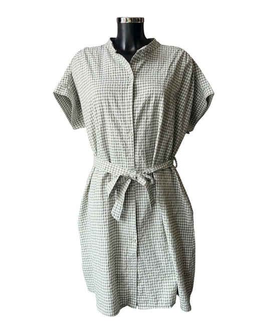 Gia gingham check short shirt dress - khaki