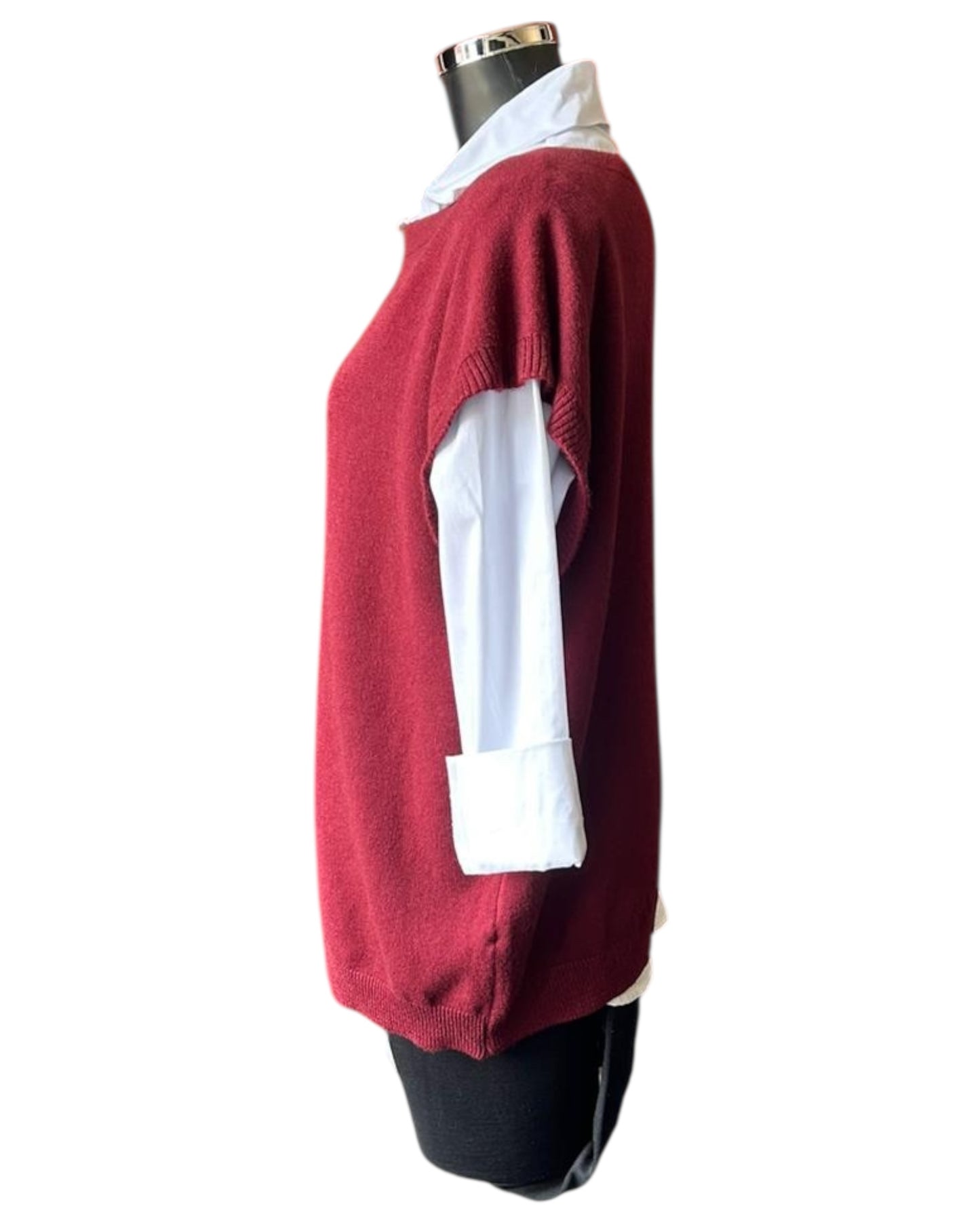Yasmin 2 piece button back jumper & shirt  - Bordeaux