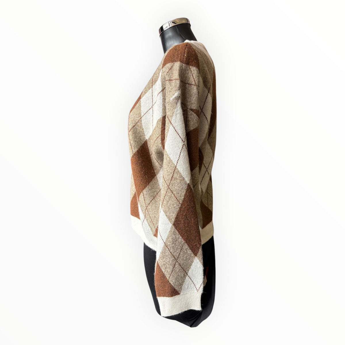 Alice argyle pattern short jumper - Brown mix