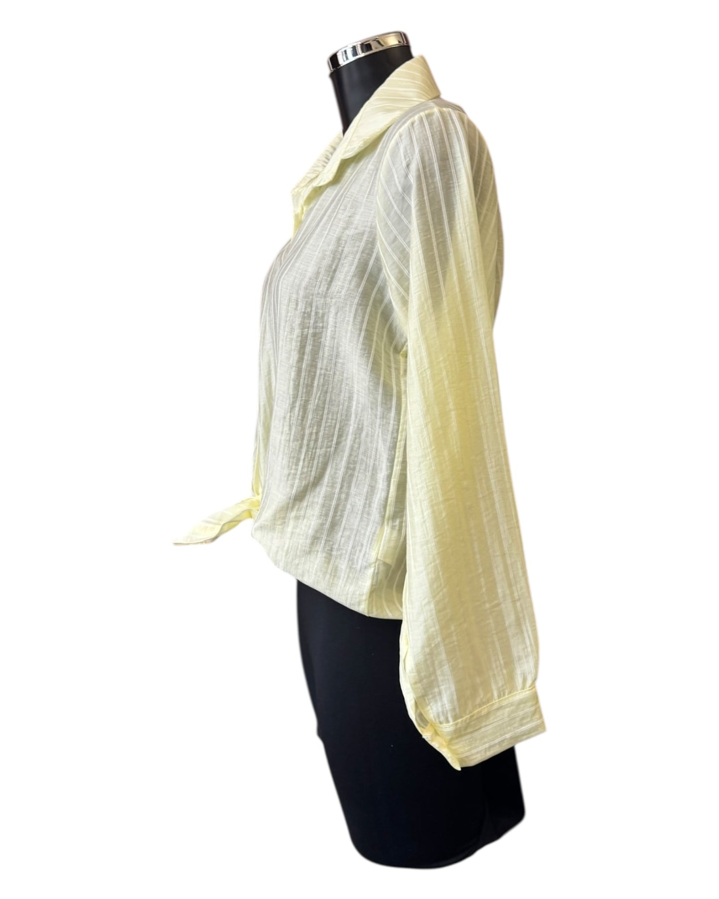 Tia striped tie front shirt -  Lemon