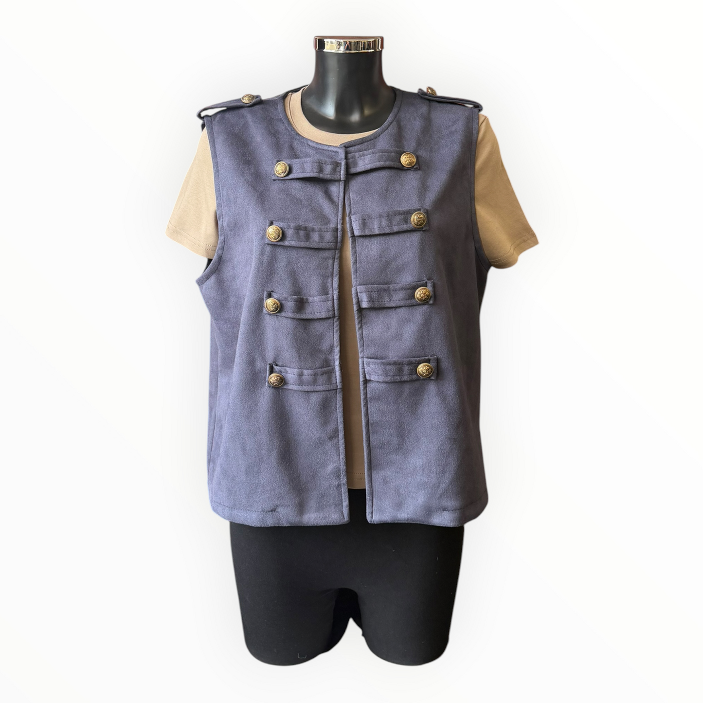 Moira suede feel military waistcoat - Navy