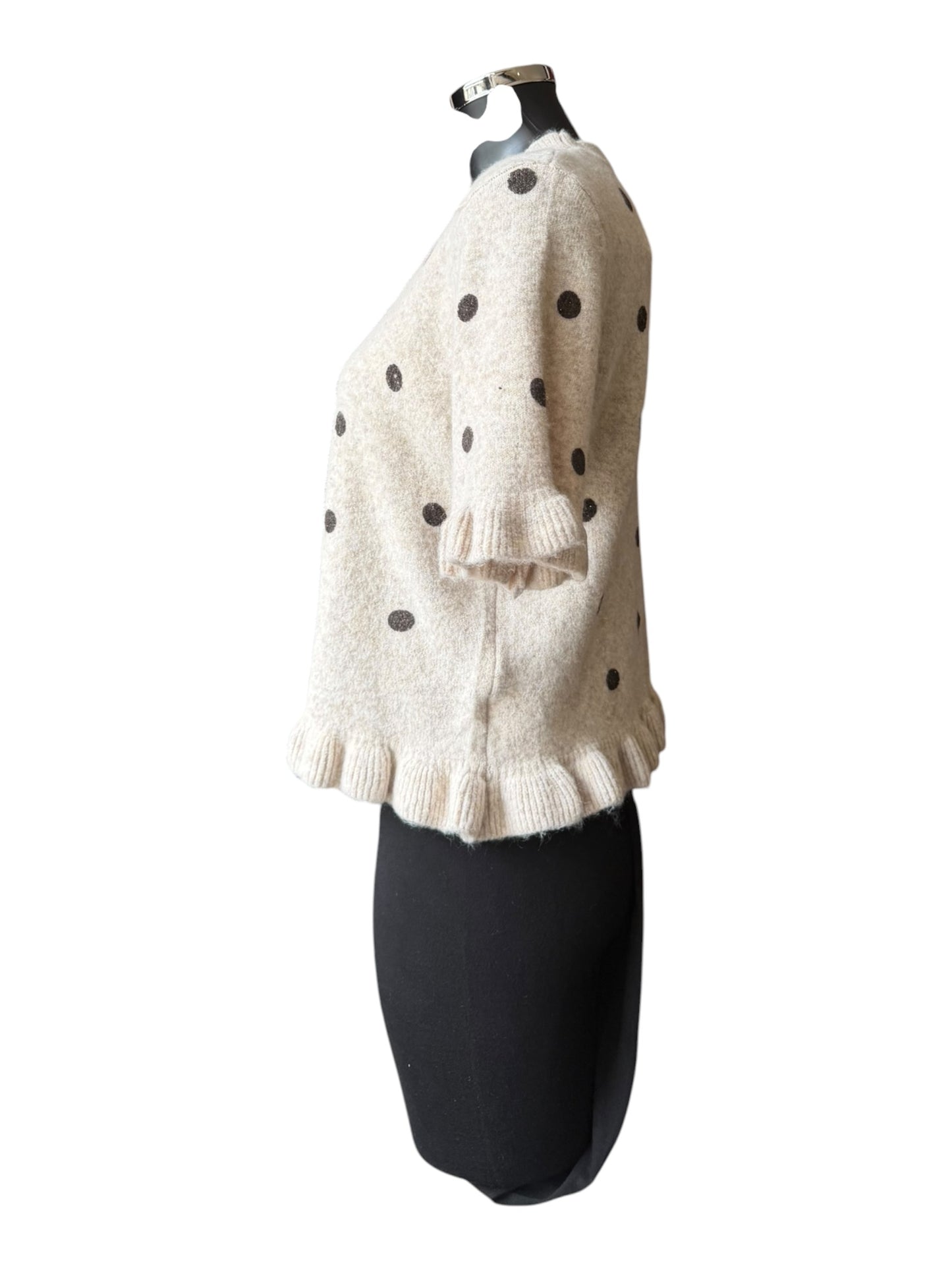 Tammy frill trim polka dot jumper - Beige