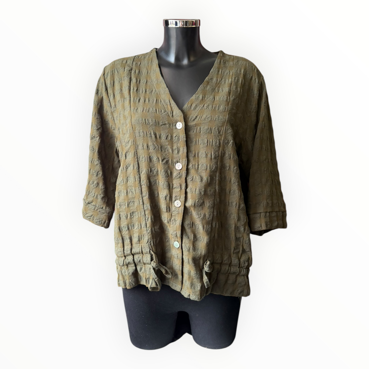 Eliza range checked jacket top - Khaki