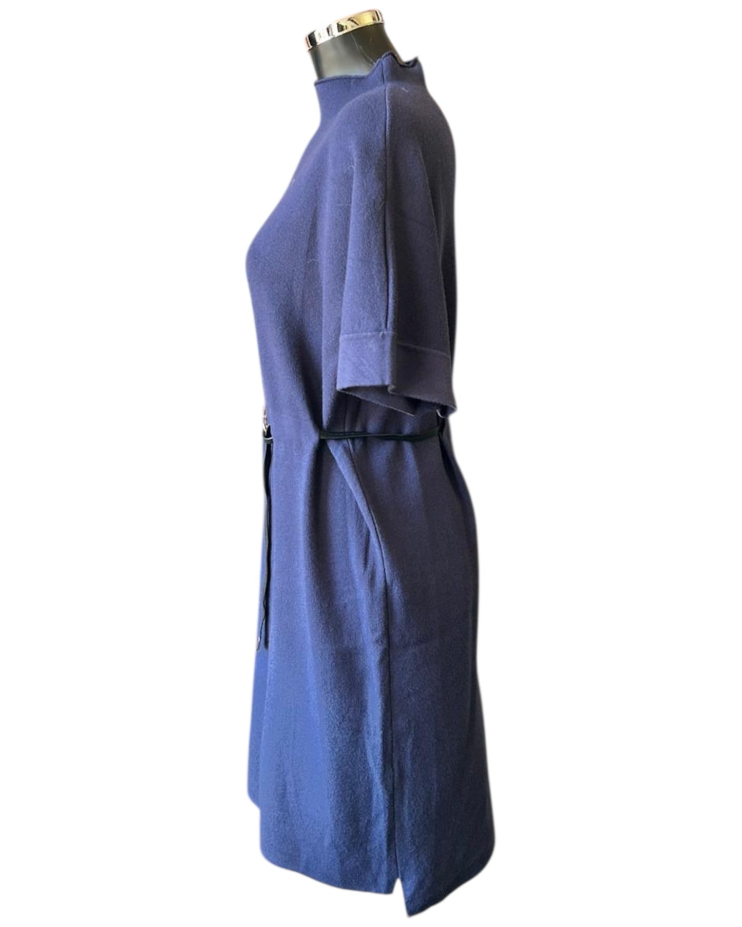Thea knitted short belted dress - Navy