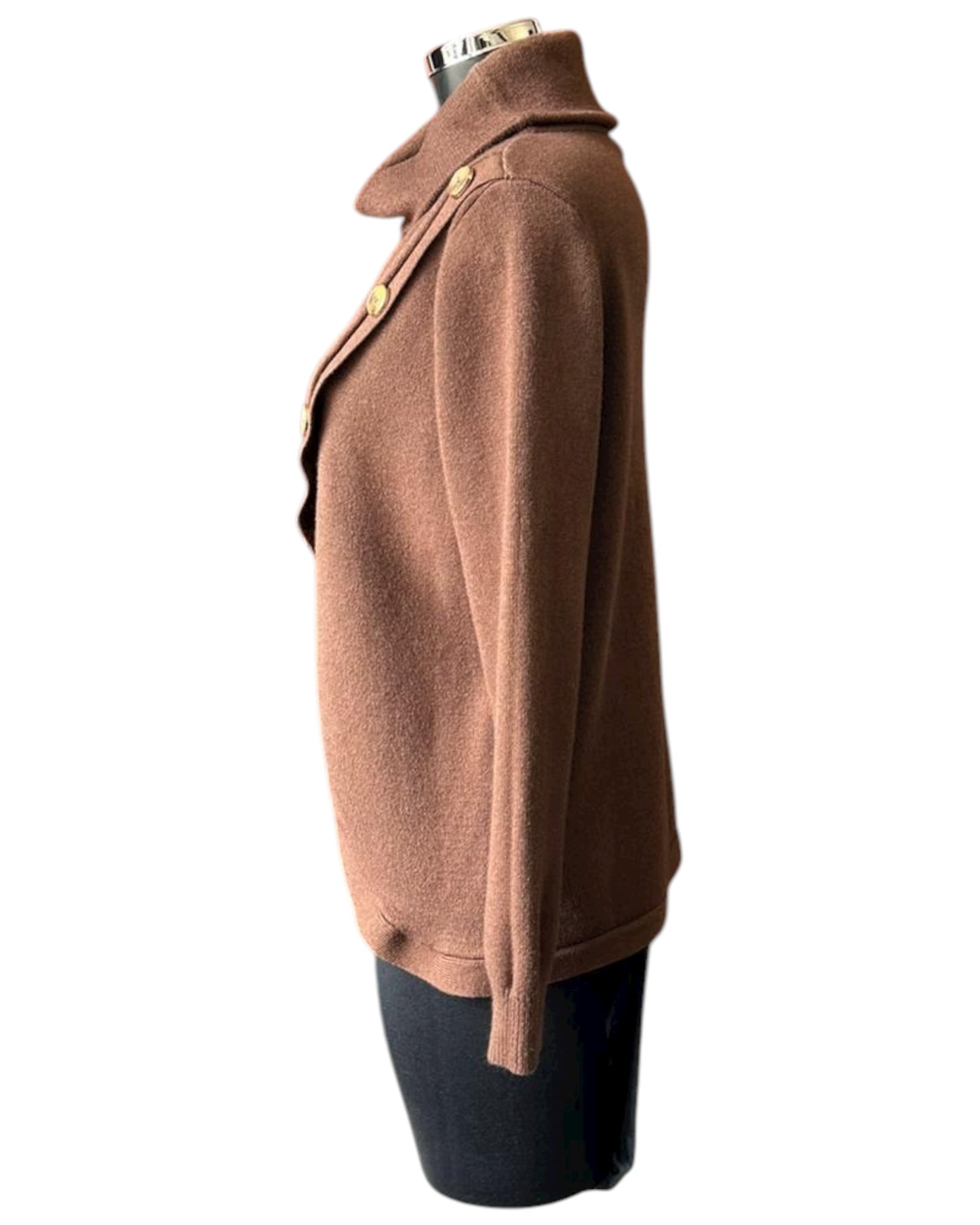 Lou wrap front button cowl neck jumper - Chocolate