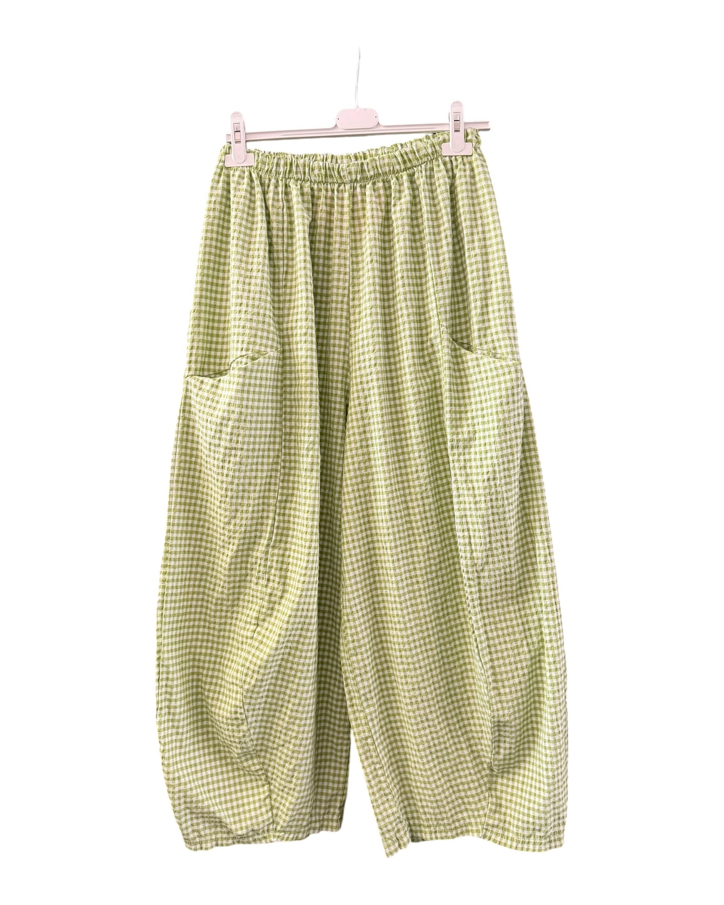 Gia gingham check balloon trousers - Lime