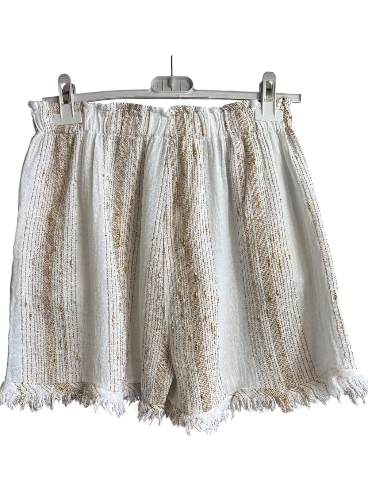 Caprice range linen and cotton gold thread shorts