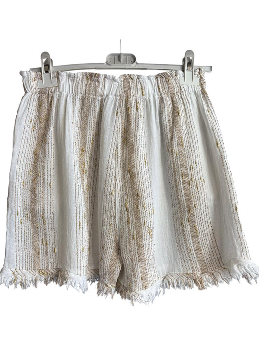 Caprice range linen and cotton gold thread shorts