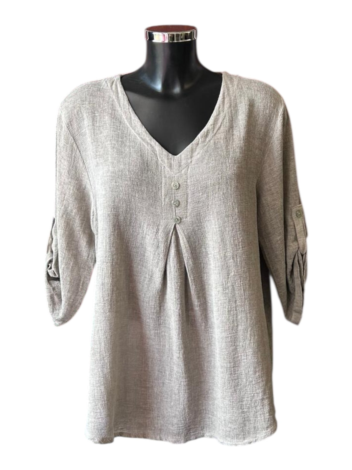 Casey range v neck button top - Mocha