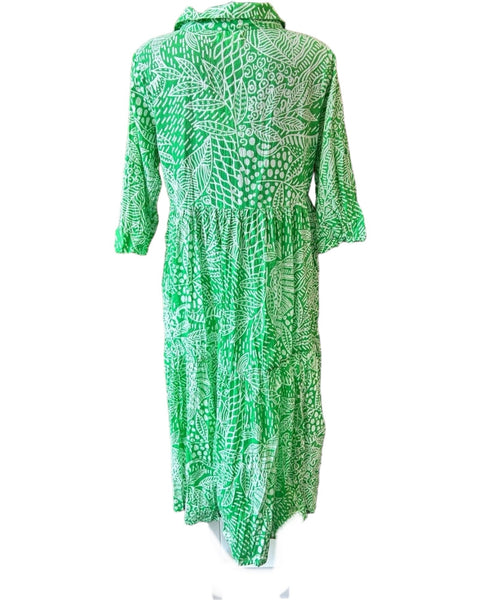 Orientique Leros collared layered shirt dress - Green