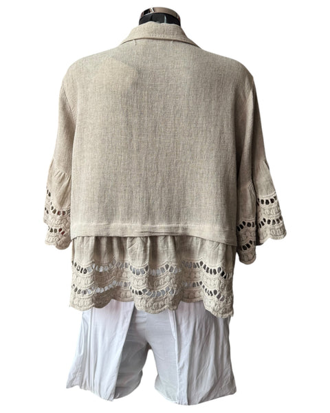 Casey range anglaise trim shirt - Mocha