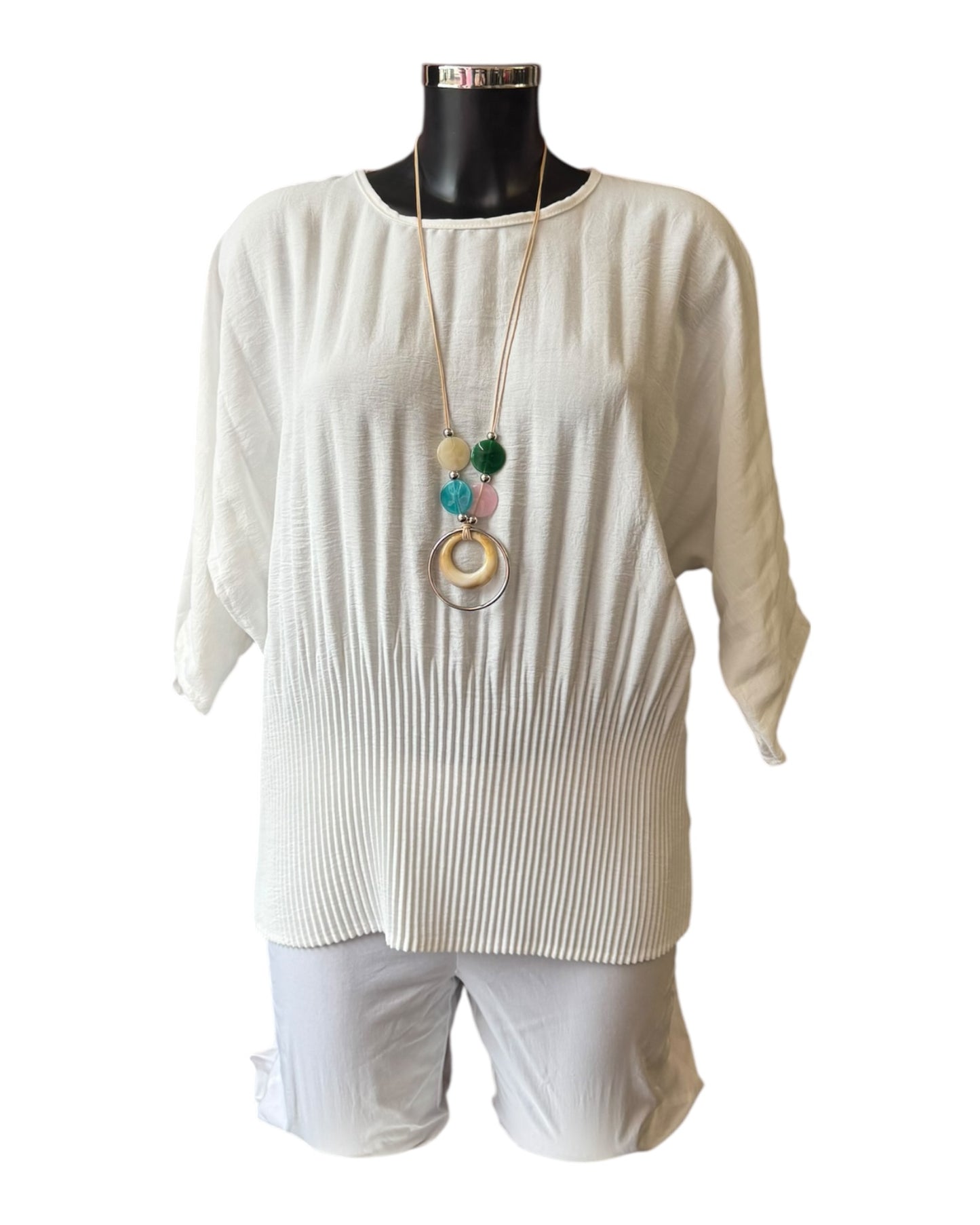 Lynne self stripe batwing ivory top