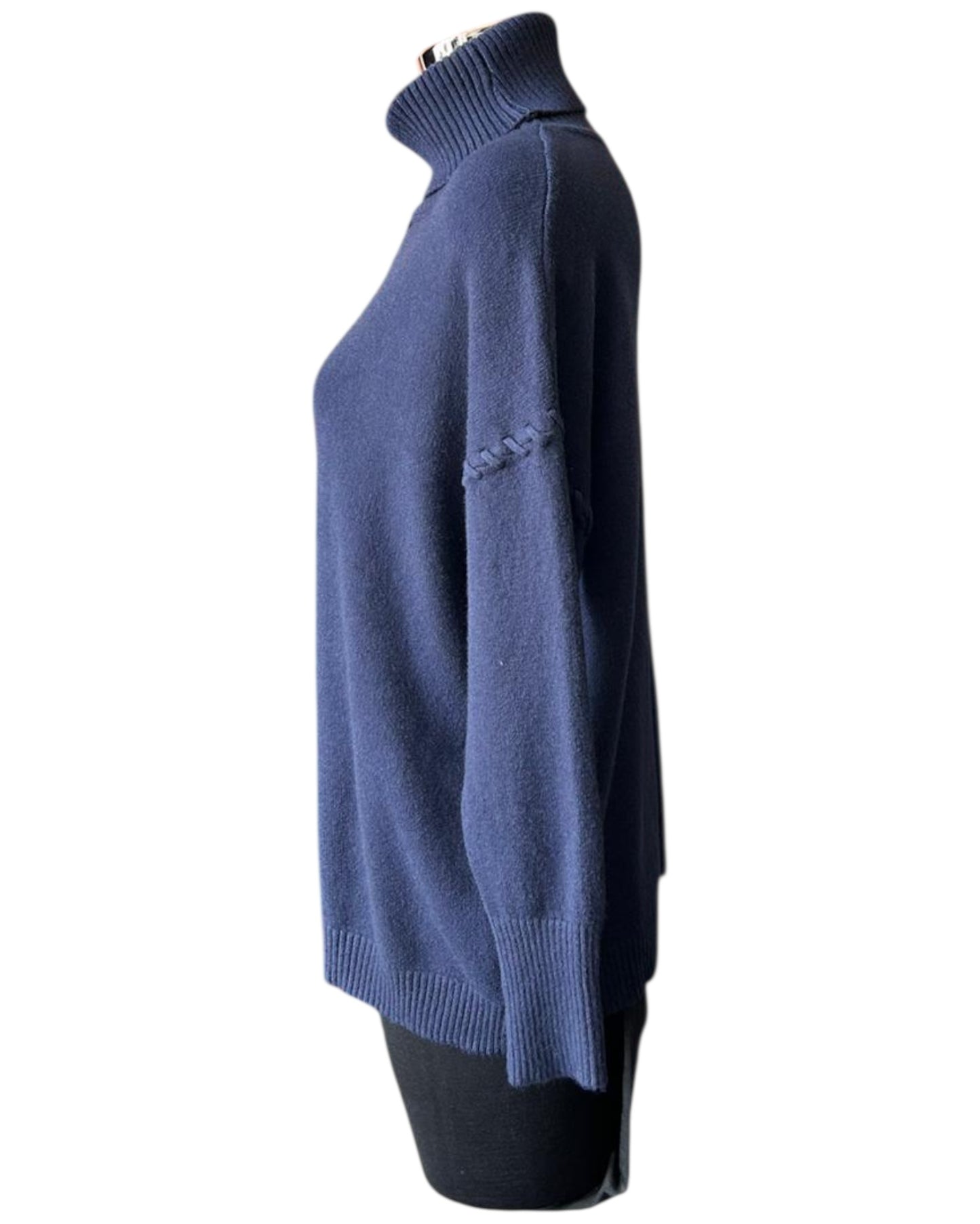 Violet blanket stitch roll neck jumper - Navy