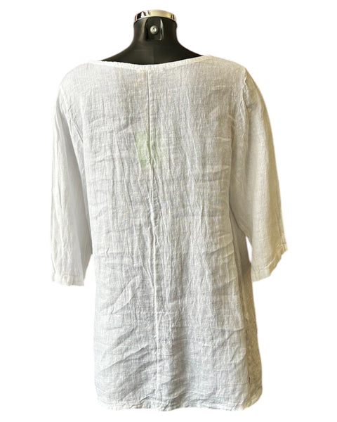 Roxy one pocket linen tunic top - White