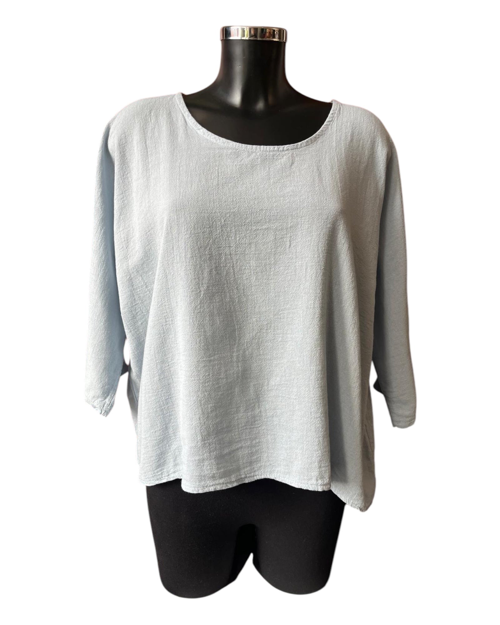 Mia cotton linen mix top - Pale grey