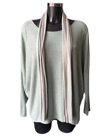 Sylvia 2 piece lightweight knit - khaki