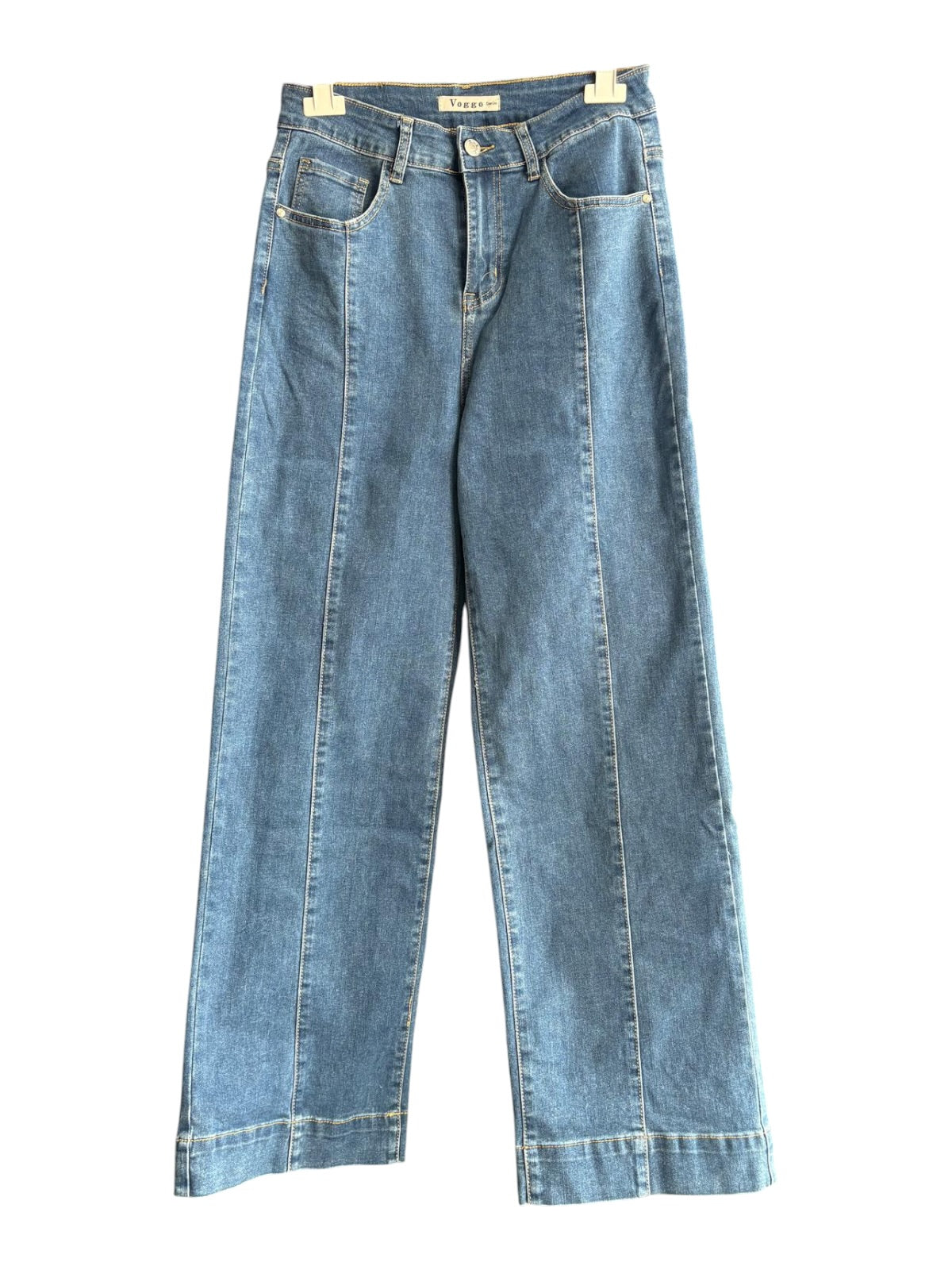 Kayla seam detail wide leg denim jeans