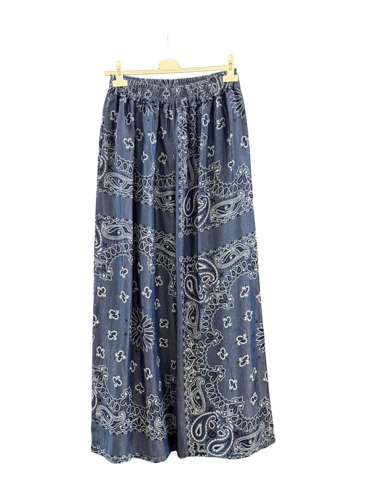 Marley wide leg chambray paisley trousers - Dark denim