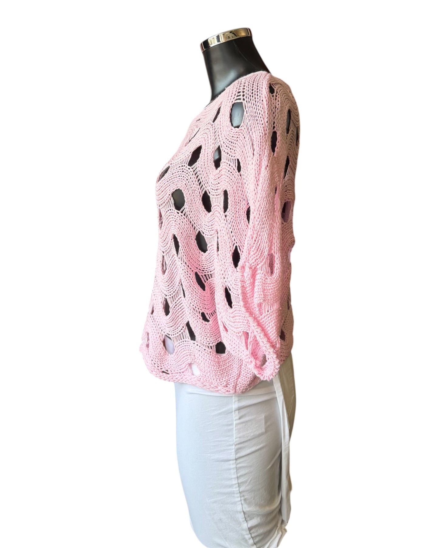 Faith open knit short jumper - Pink