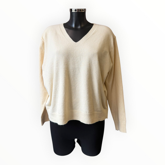 Freya fine knit v neck jumper - Beige