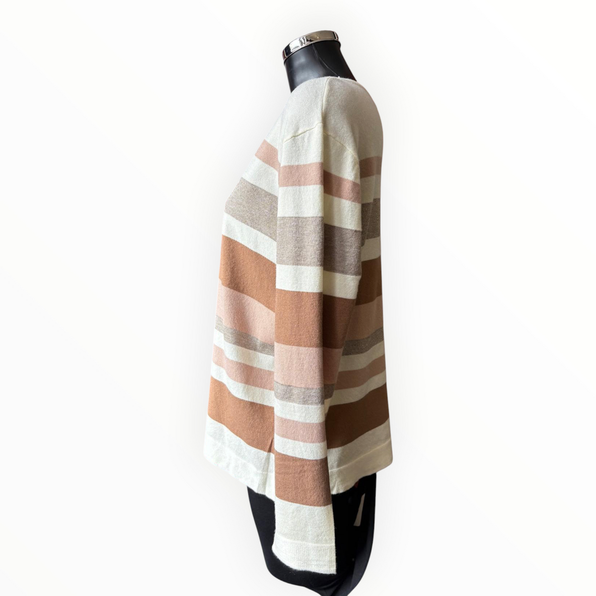 Dora multi stripe fine knit jumper - Beige mix