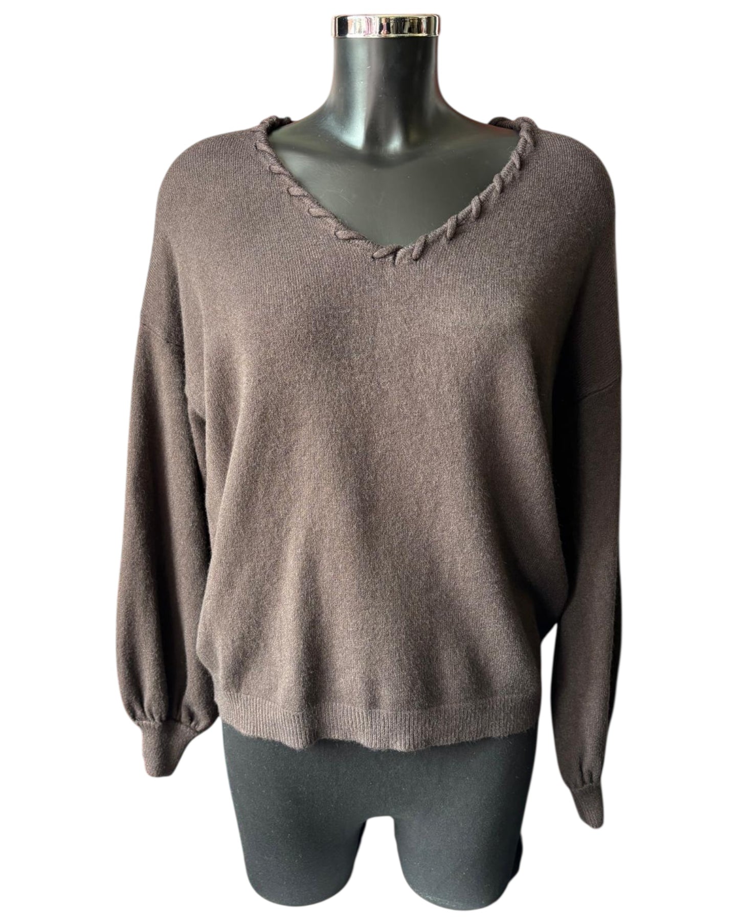Imogen v neck super soft jumper - Chocolate
