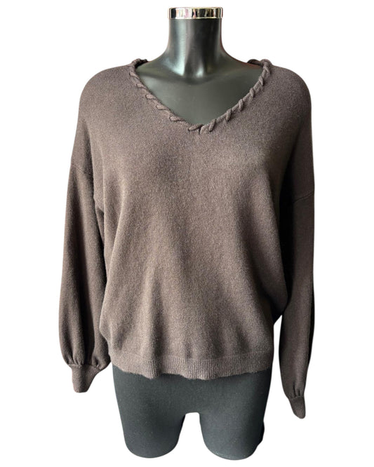 Imogen v neck super soft jumper - Chocolate
