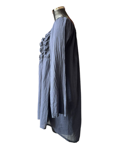 Sasha ruched smock tunic top - Navy