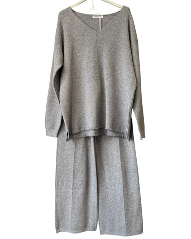 Georgia knitted v neck co-ord set - Grey