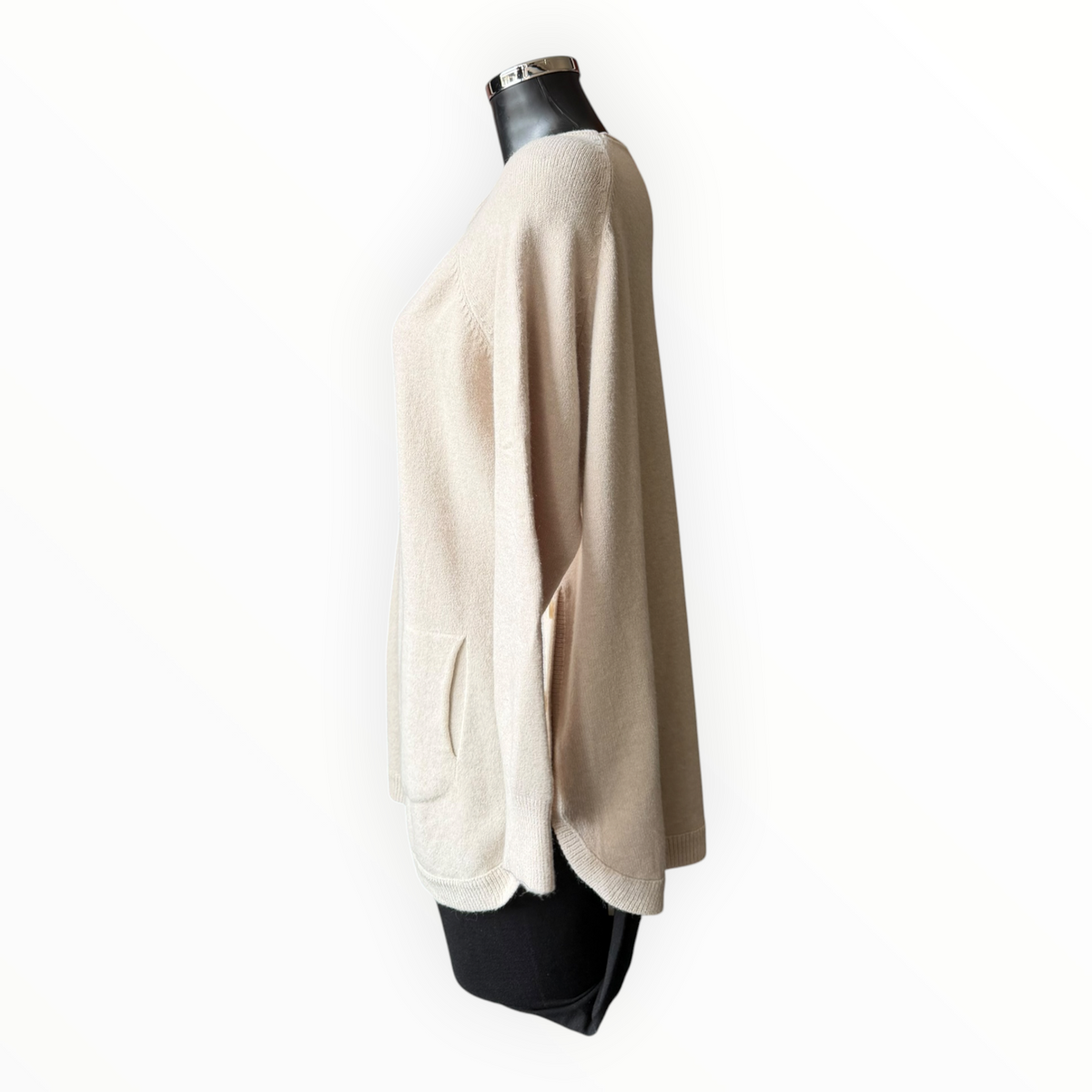 Callie button side soft knitted jumper - Beige