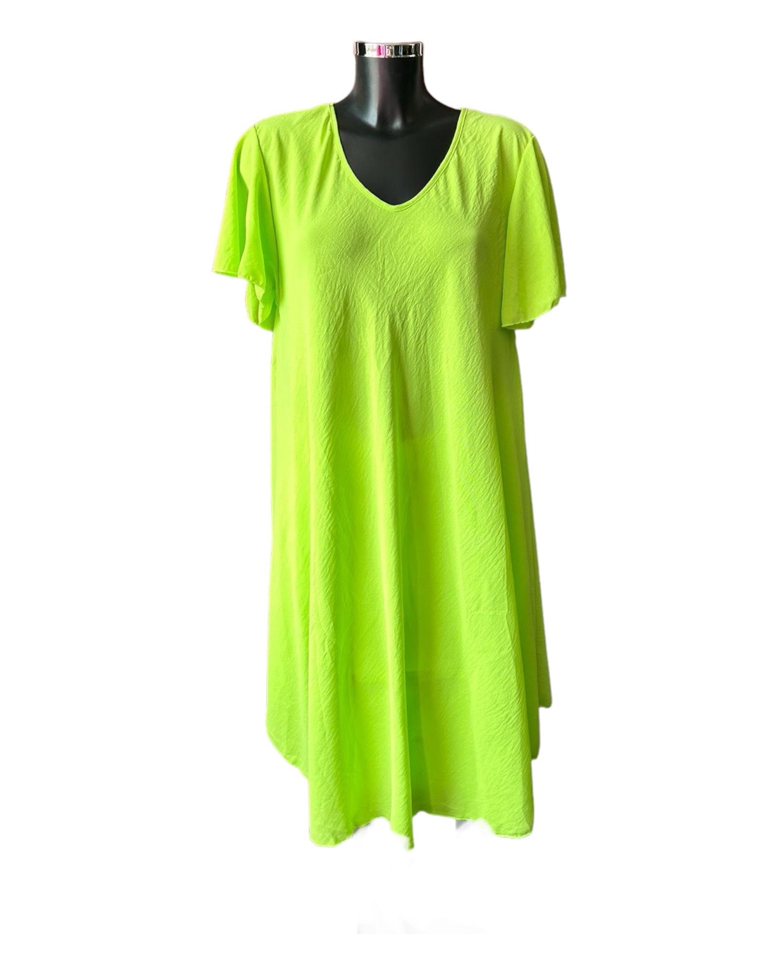 Morgan v neck swing dress - Lime