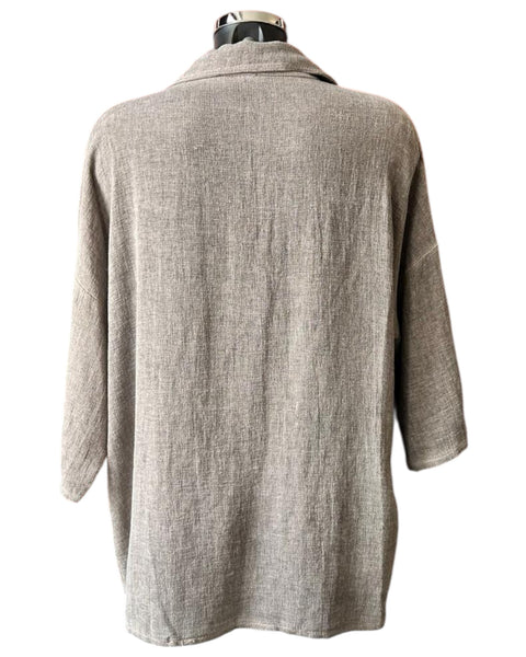Casey range longer length button shirt - Chocolate