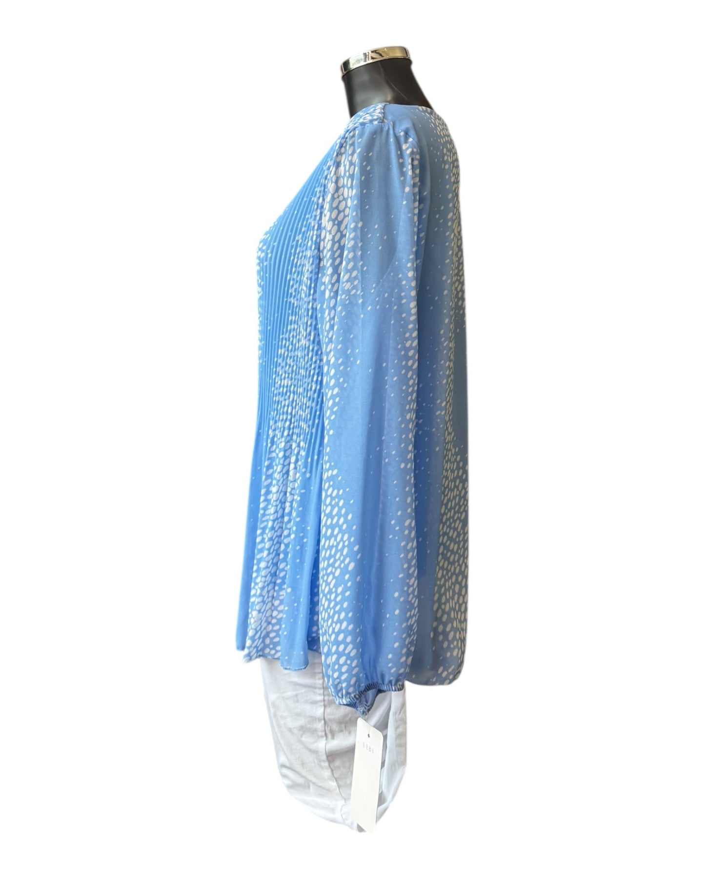 Heidi chiffon pleated spot top - Blue
