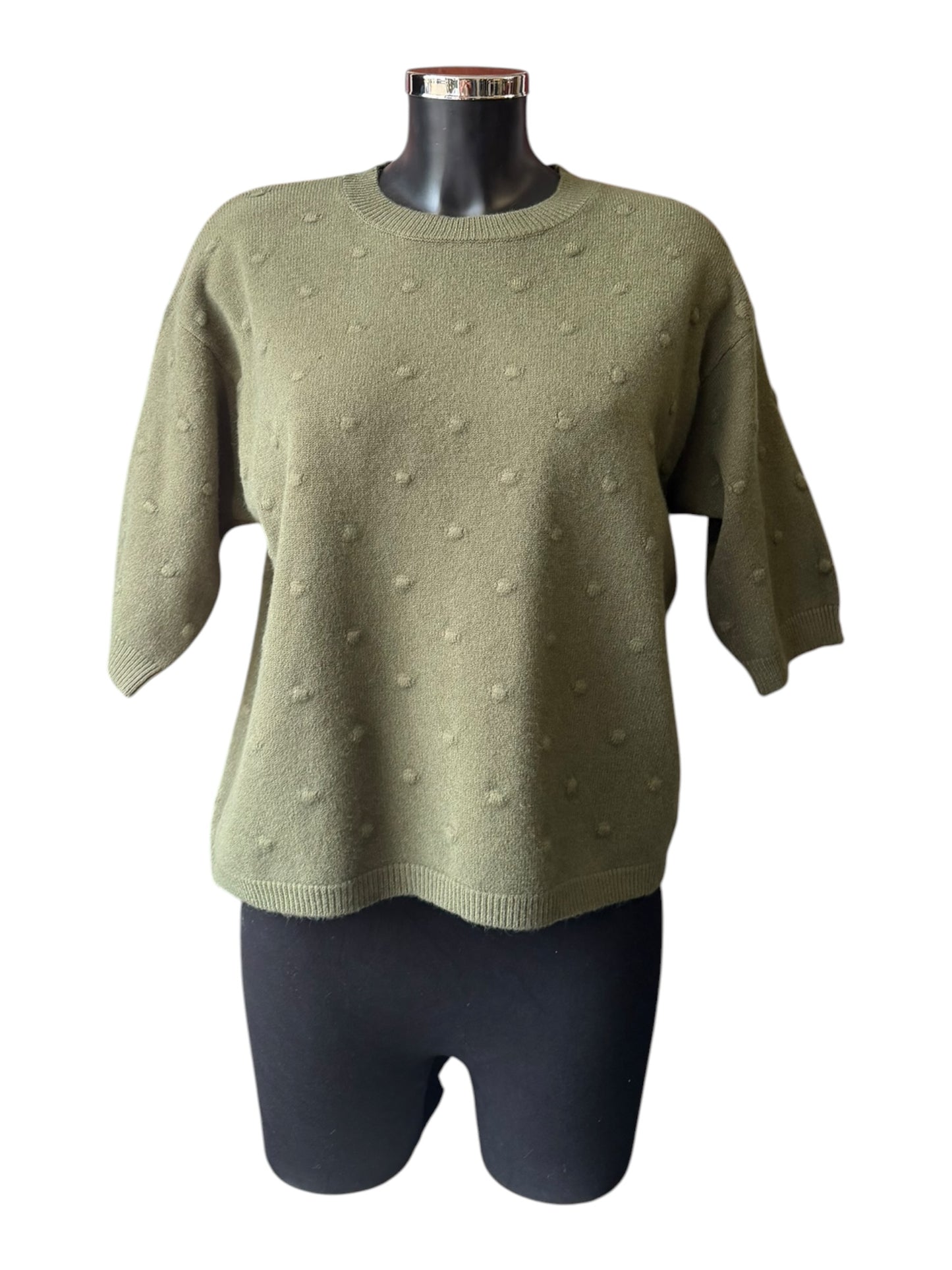 Sadie bobble knit short sleeve jumper - khaki