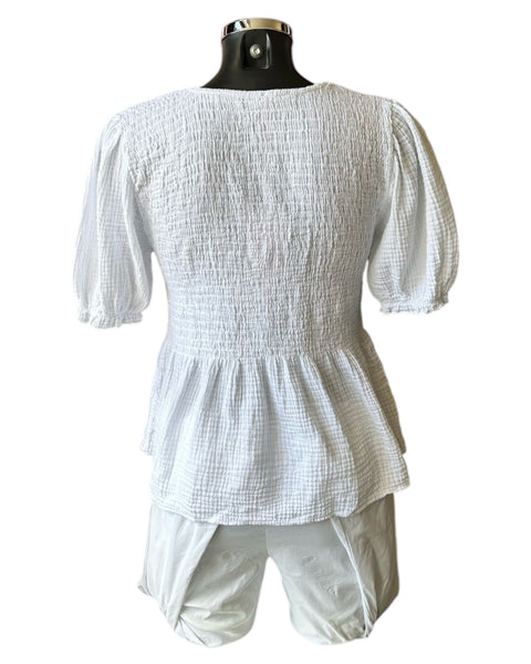 Stacey puff sleeve top - White