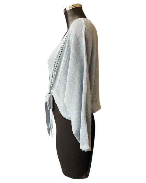 Casey range tie front bolero - Pale Blue