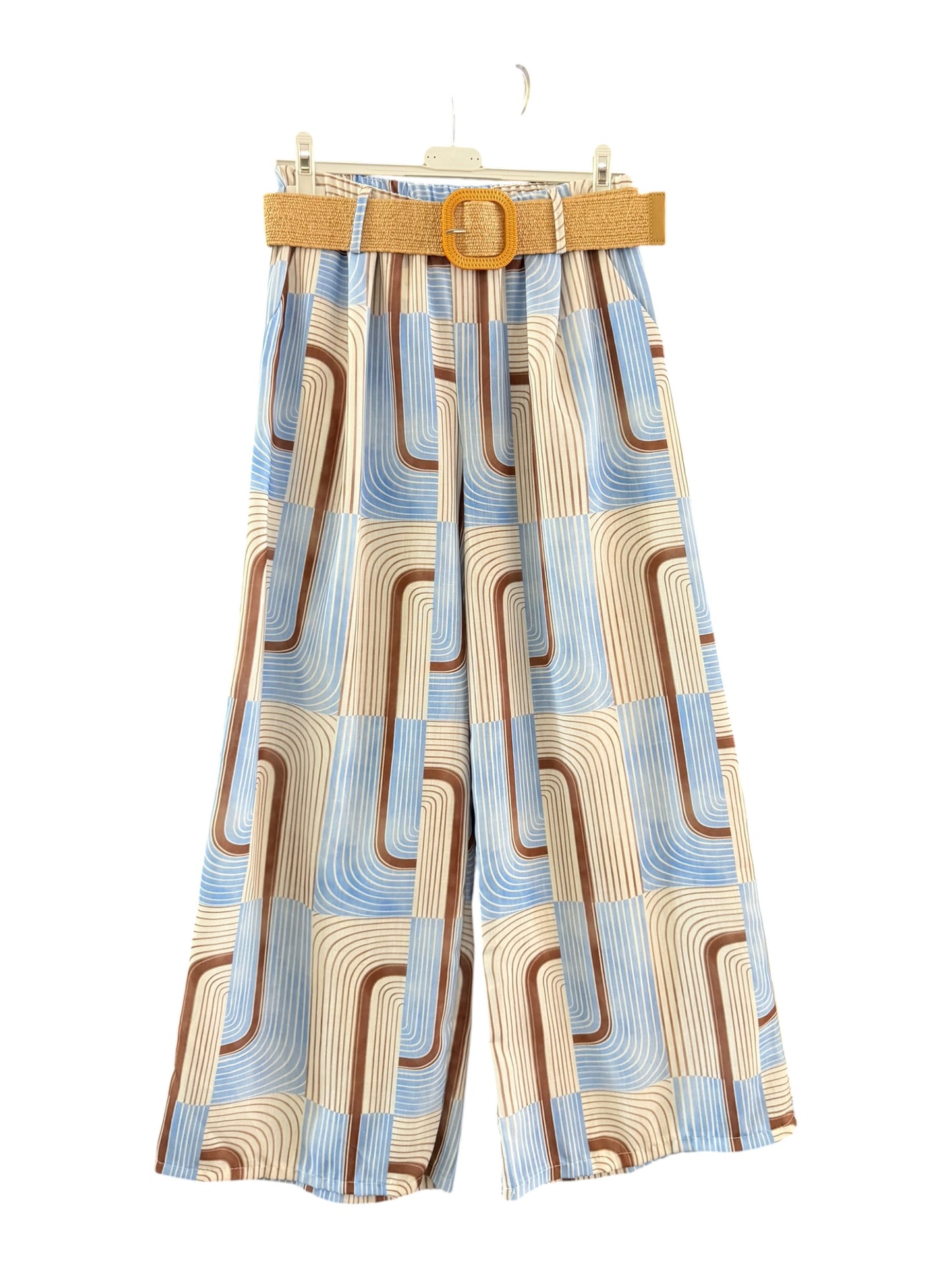 Martha retro print wide leg trousers - Blue mix