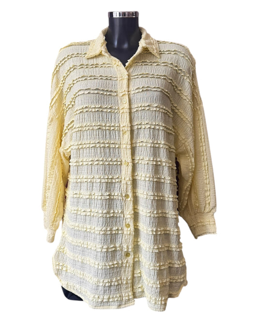 Tessa textured stripe shirt -Lemon