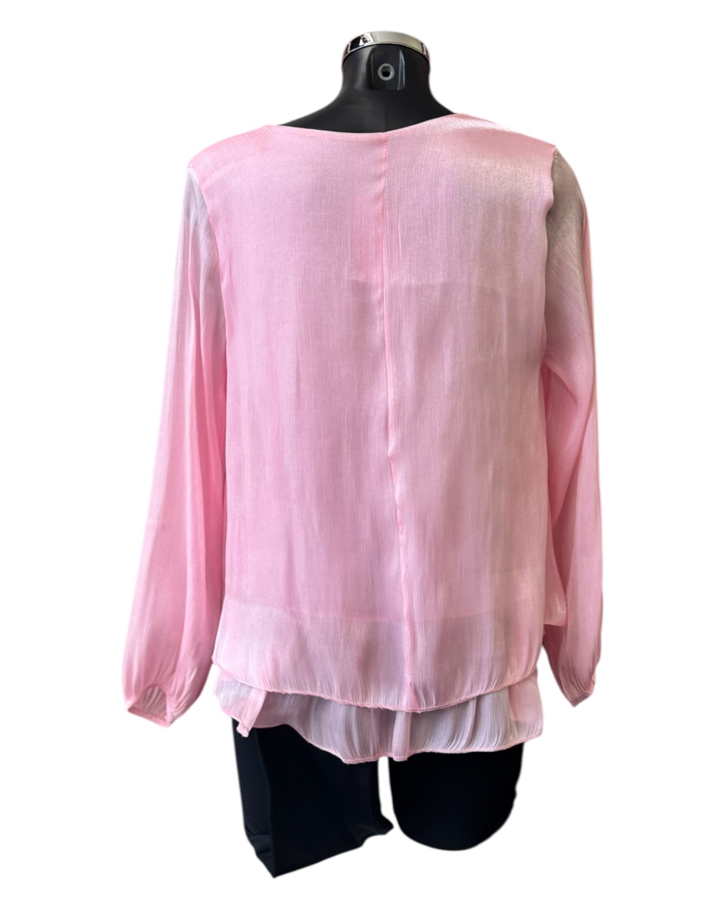 Vanessa v neck layered top - Pink
